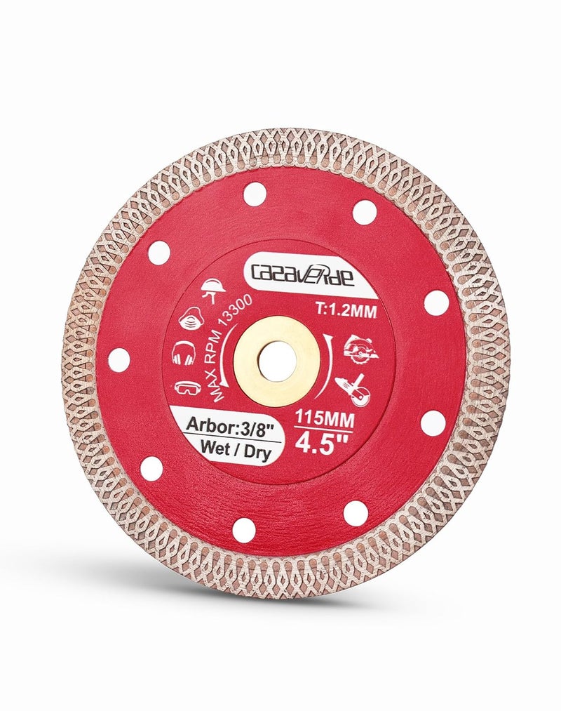 Casaverde 4.5" Super Thin Diamond Tile Blade with 3/8" Arbor,Cutting for Granite Marble Ceramic Porcelain Tiles - Image 1